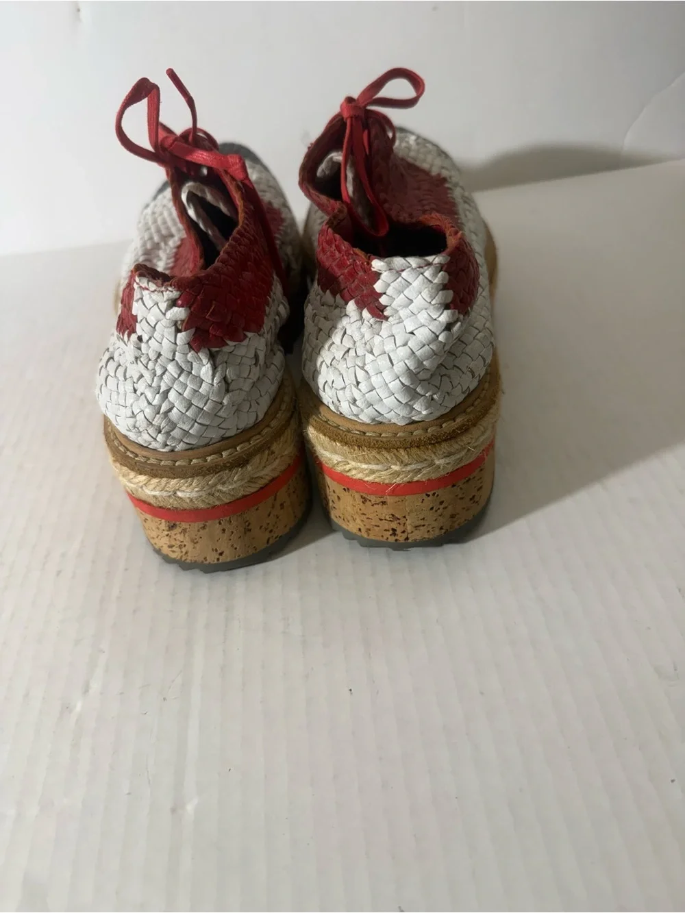Prada Madras Tricolor Woven Leather Platform Espadrille Size: 37.5 - Picture 3 of 8